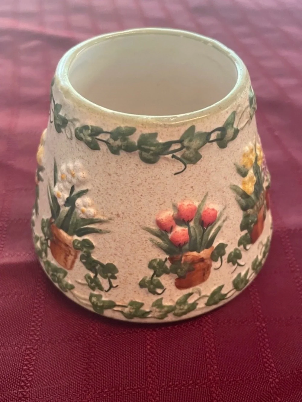 PAC Ceramic Candle Topper Small Floral Ivy Vintage Cottage Decor
